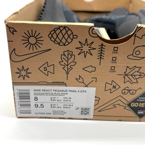 Nike Pegasus Trail 4 GTX Gore-Tex Shoes Sz 8 M / 9.5 W New Outdoors DJ7926-008 - Picture 10 of 11